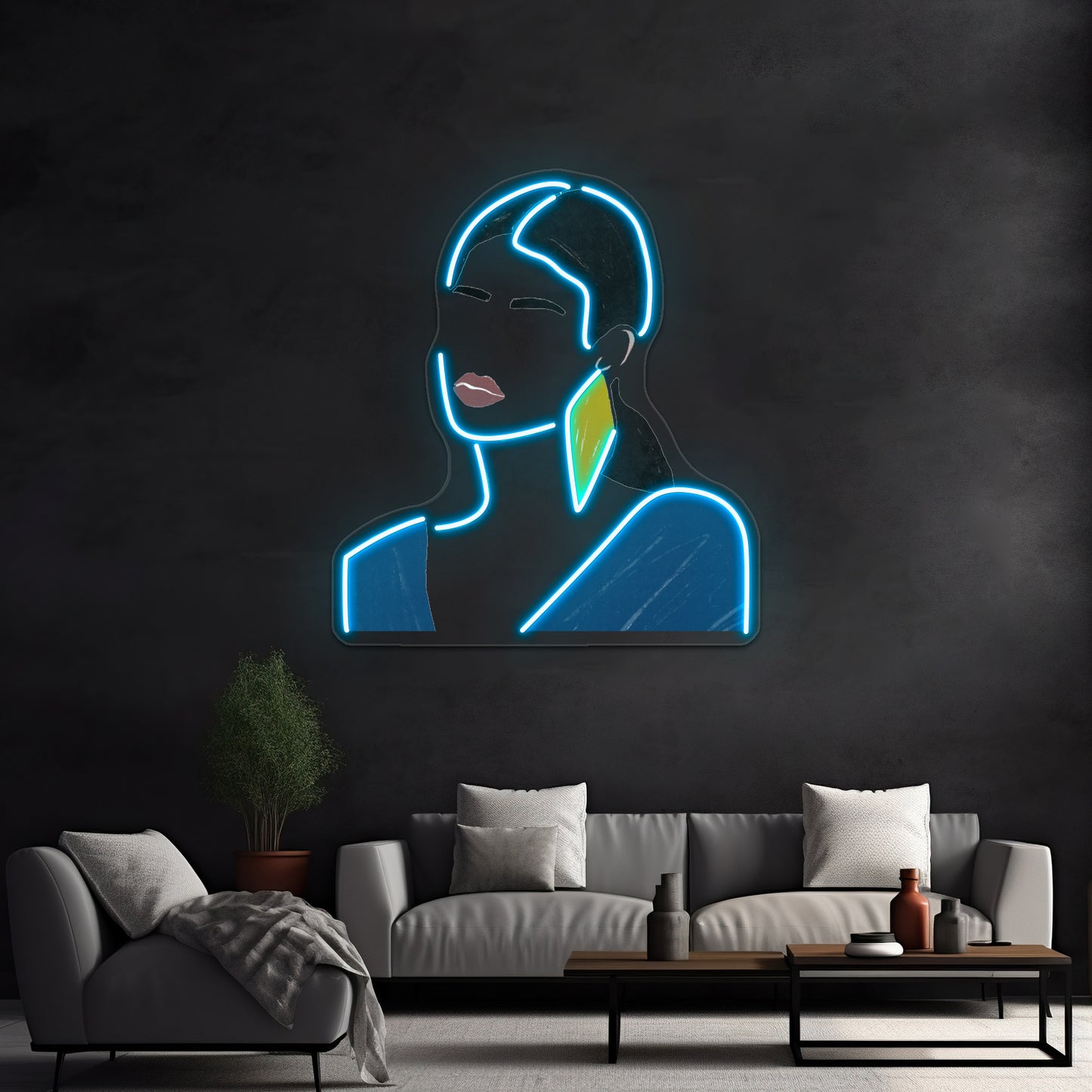 Minimalist Fashion Girl Portrait Wall Artwork Neon Signs