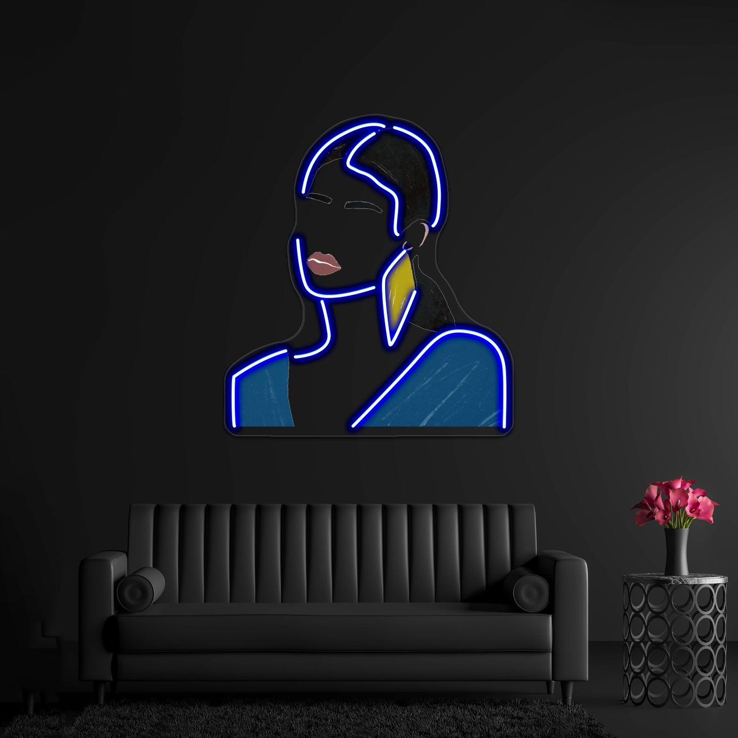 Minimalist Fashion Girl Portrait Wall Artwork Neon Signs