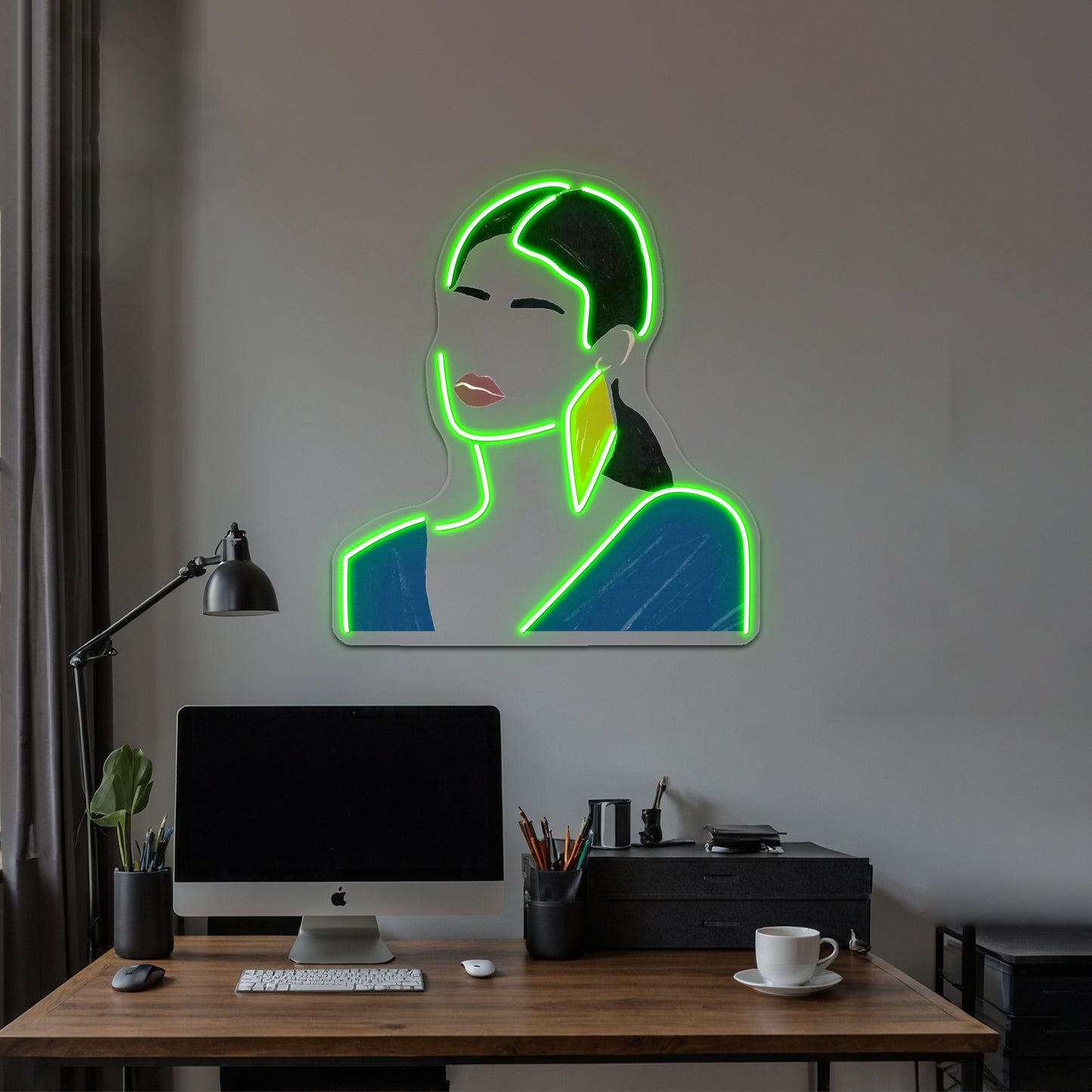 Minimalist Fashion Girl Portrait Wall Artwork Neon Signs