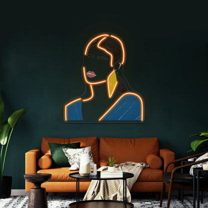 Minimalist Fashion Girl Portrait Wall Artwork Neon Signs