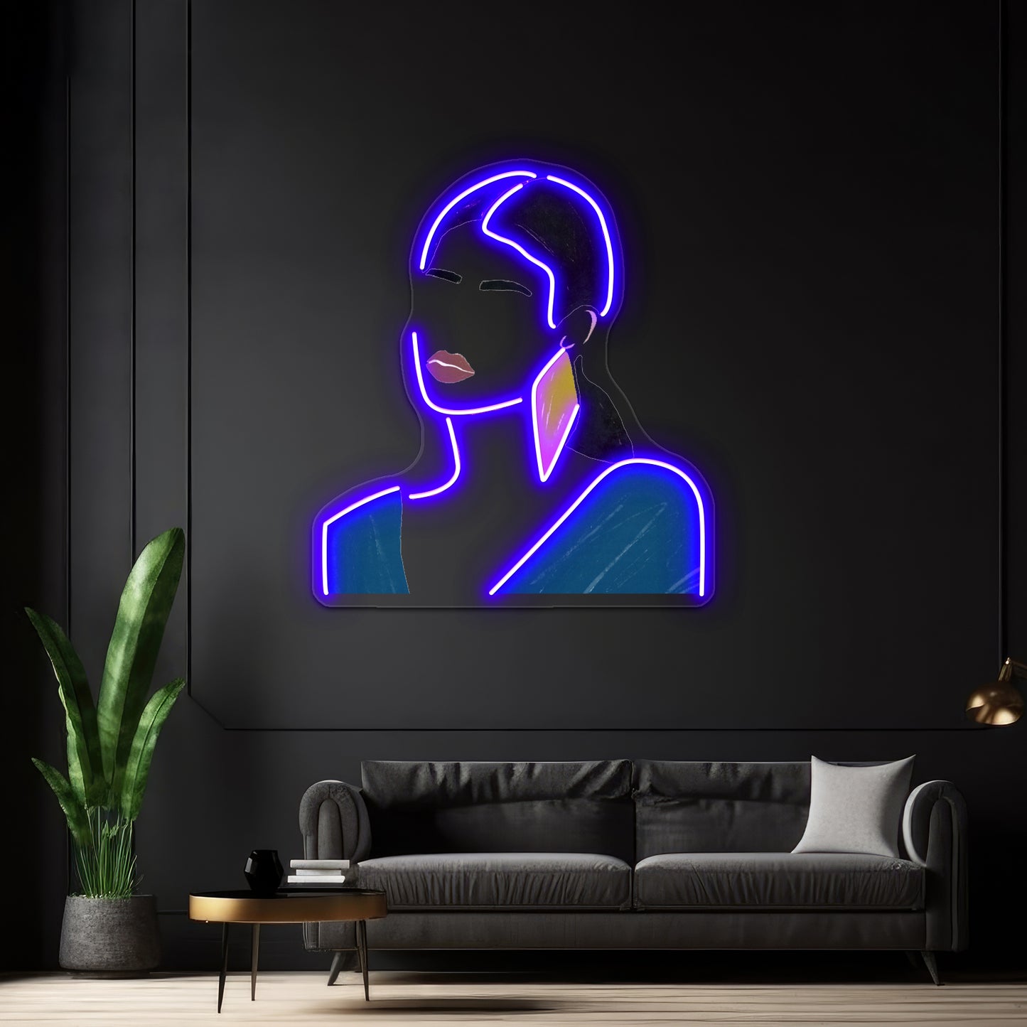 Minimalist Fashion Girl Portrait Wall Artwork Neon Signs