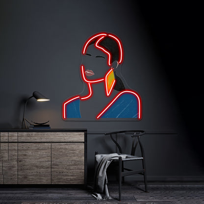 Minimalist Fashion Girl Portrait Wall Artwork Neon Signs