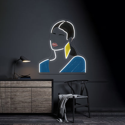 Minimalist Fashion Girl Portrait Wall Artwork Neon Signs