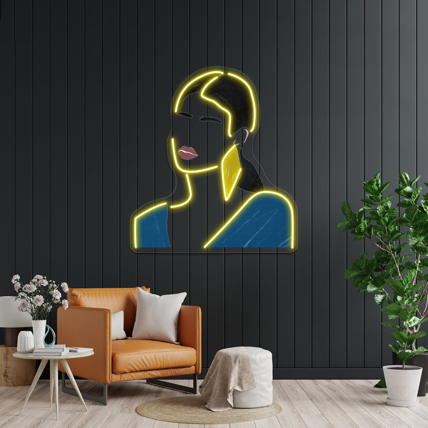 Minimalist Fashion Girl Portrait Wall Artwork Neon Signs