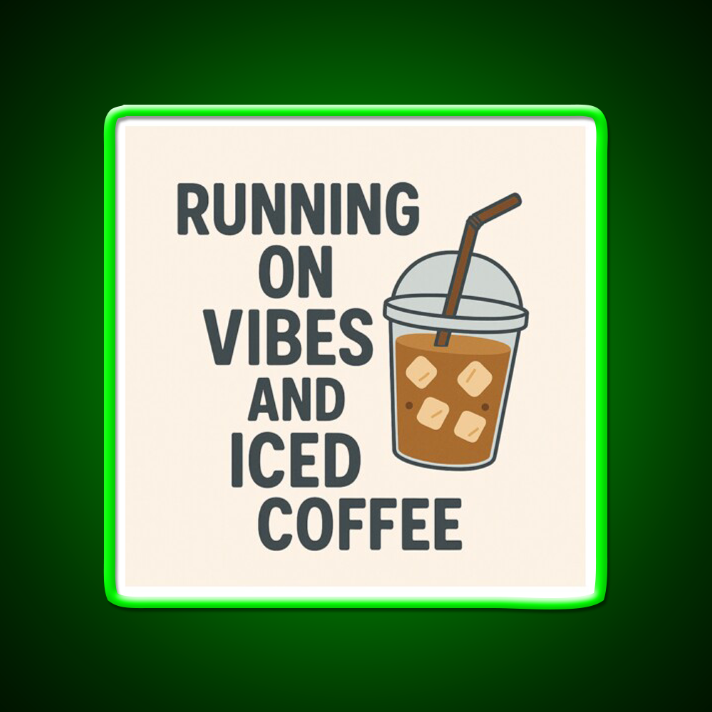 Minimalist Iced Coffee Mood Graphic Cafe Led Neon Sign Espresso Bar Art Rgb Color