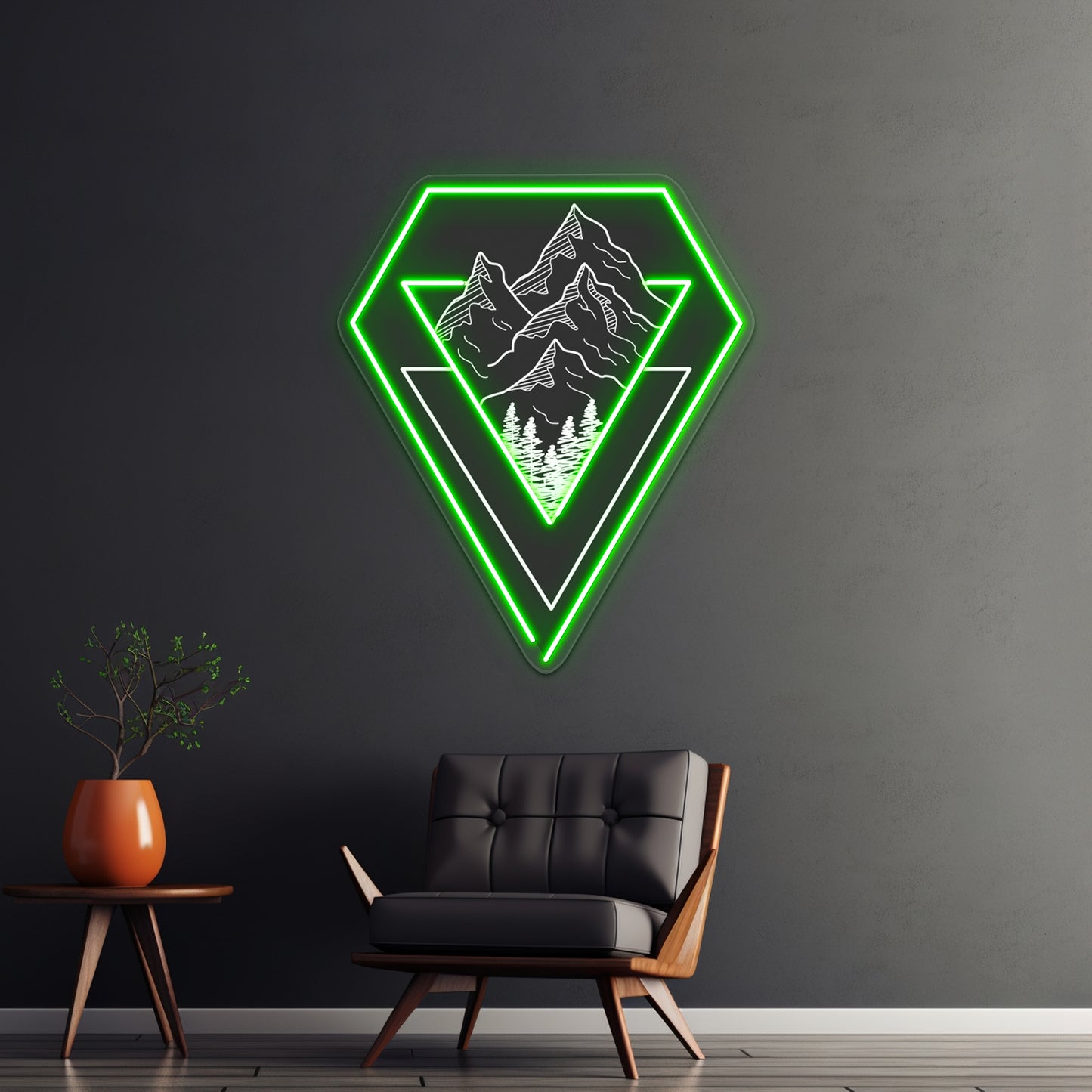 Minimalist Nature Geometric Art Design Nature Illustration Wall Artwork Neon Signs