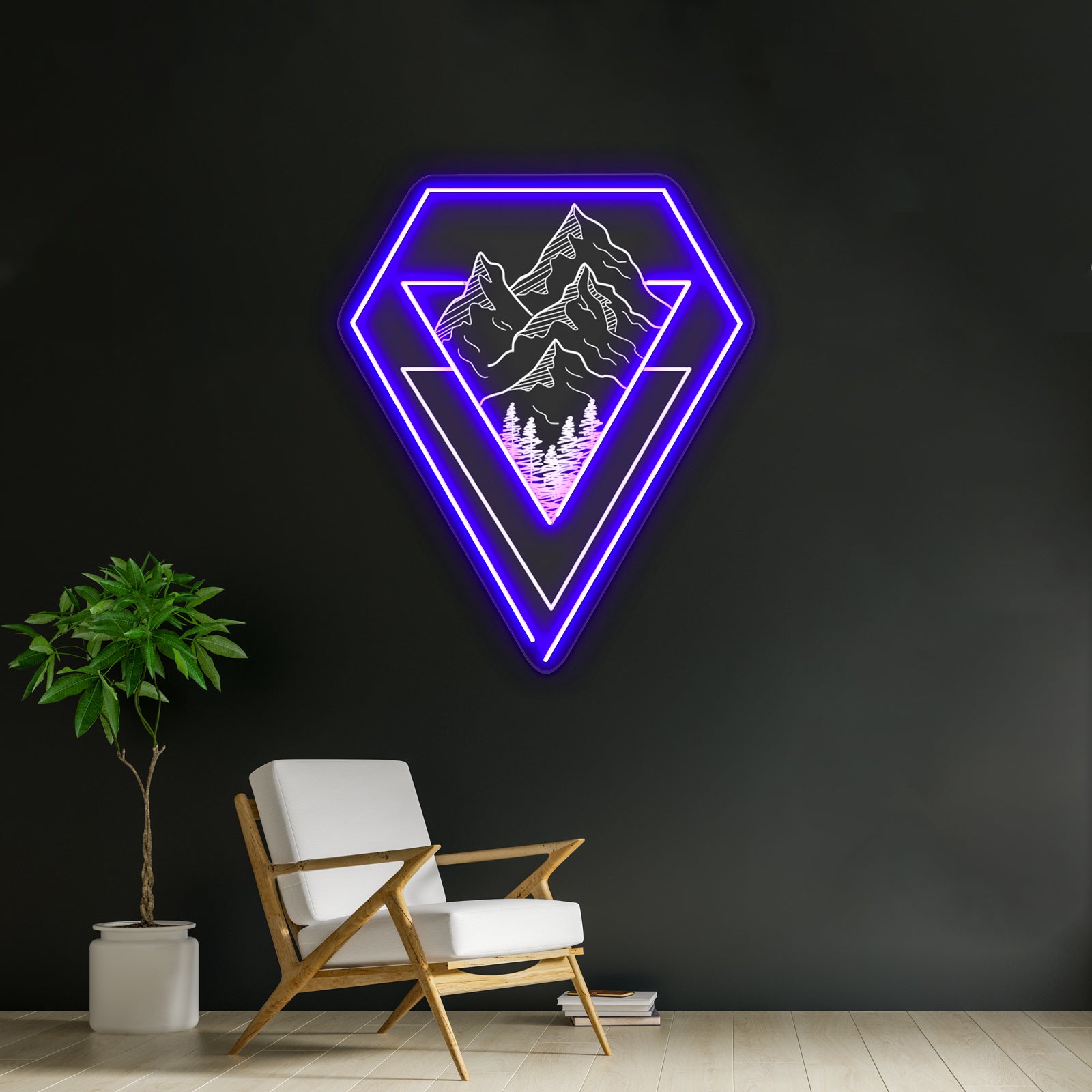 Minimalist Nature Geometric Art Design Nature Illustration Wall Artwork Neon Signs | Shineneon