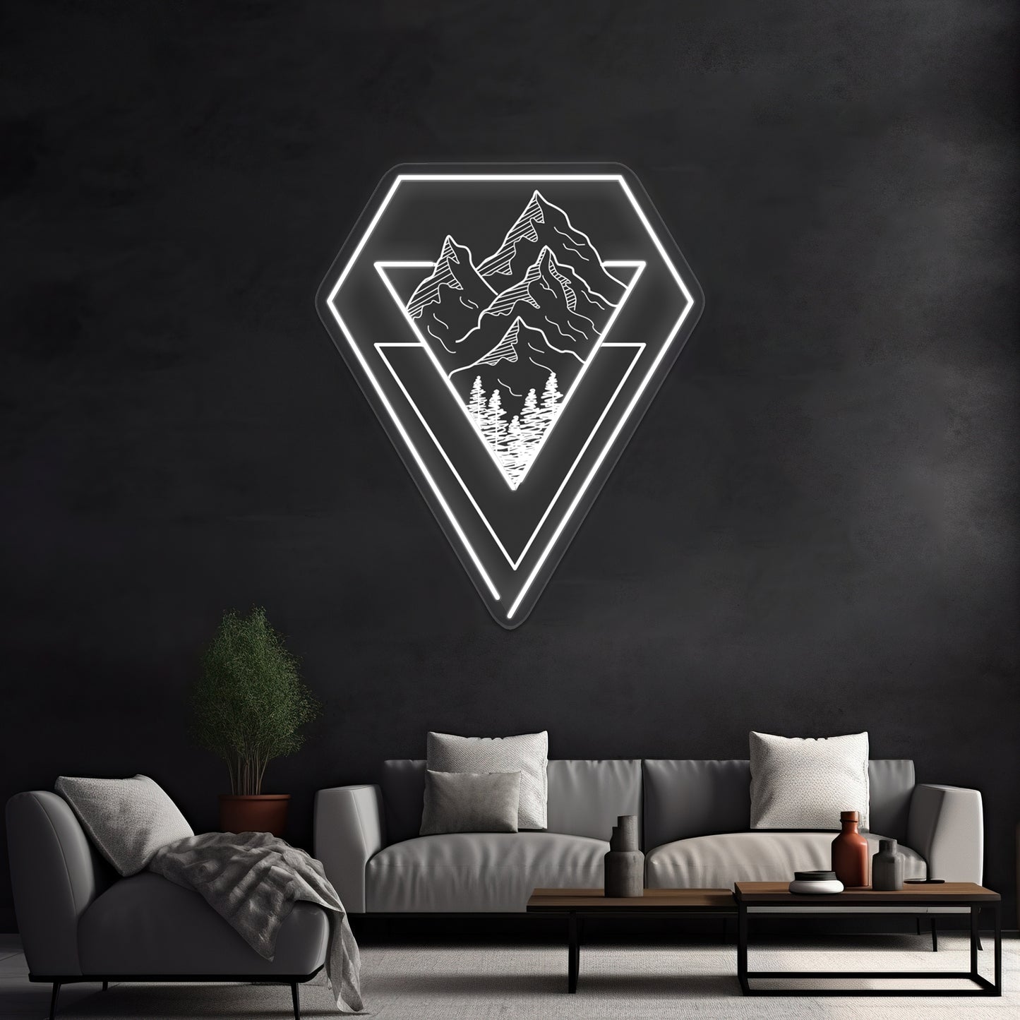 Minimalist Nature Geometric Art Design Nature Illustration Wall Artwork Neon Signs