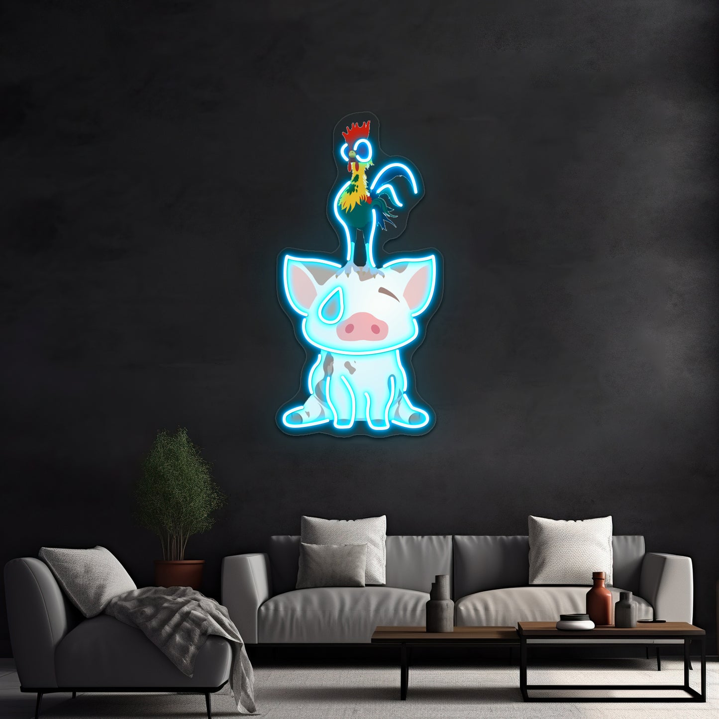 Minimalist Pua Hei Hei Artwork Neon Wall Signs