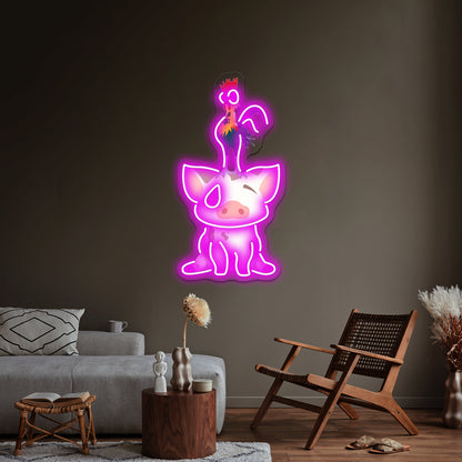 Minimalist Pua Hei Hei Artwork Neon Wall Signs