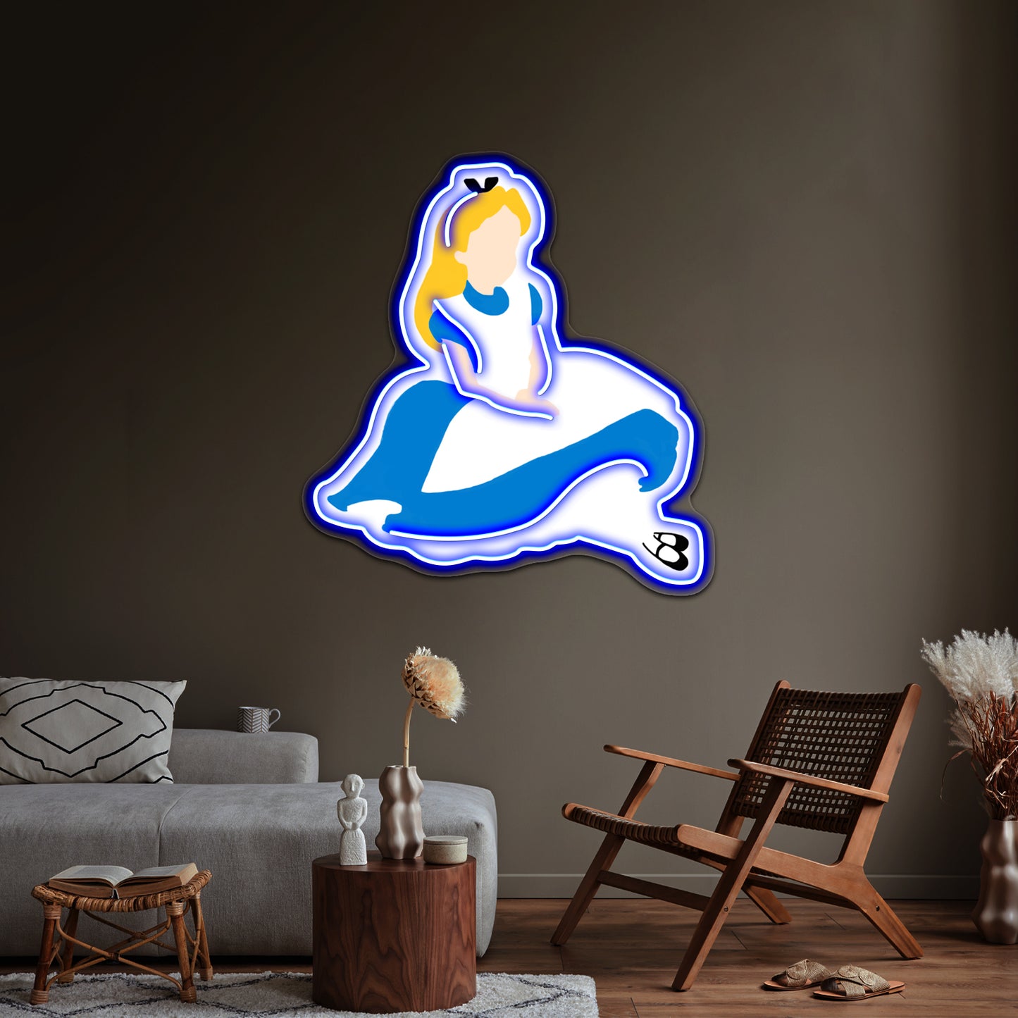 Minimalistic Alice In Wonderland Artwork Neon Wall Signs