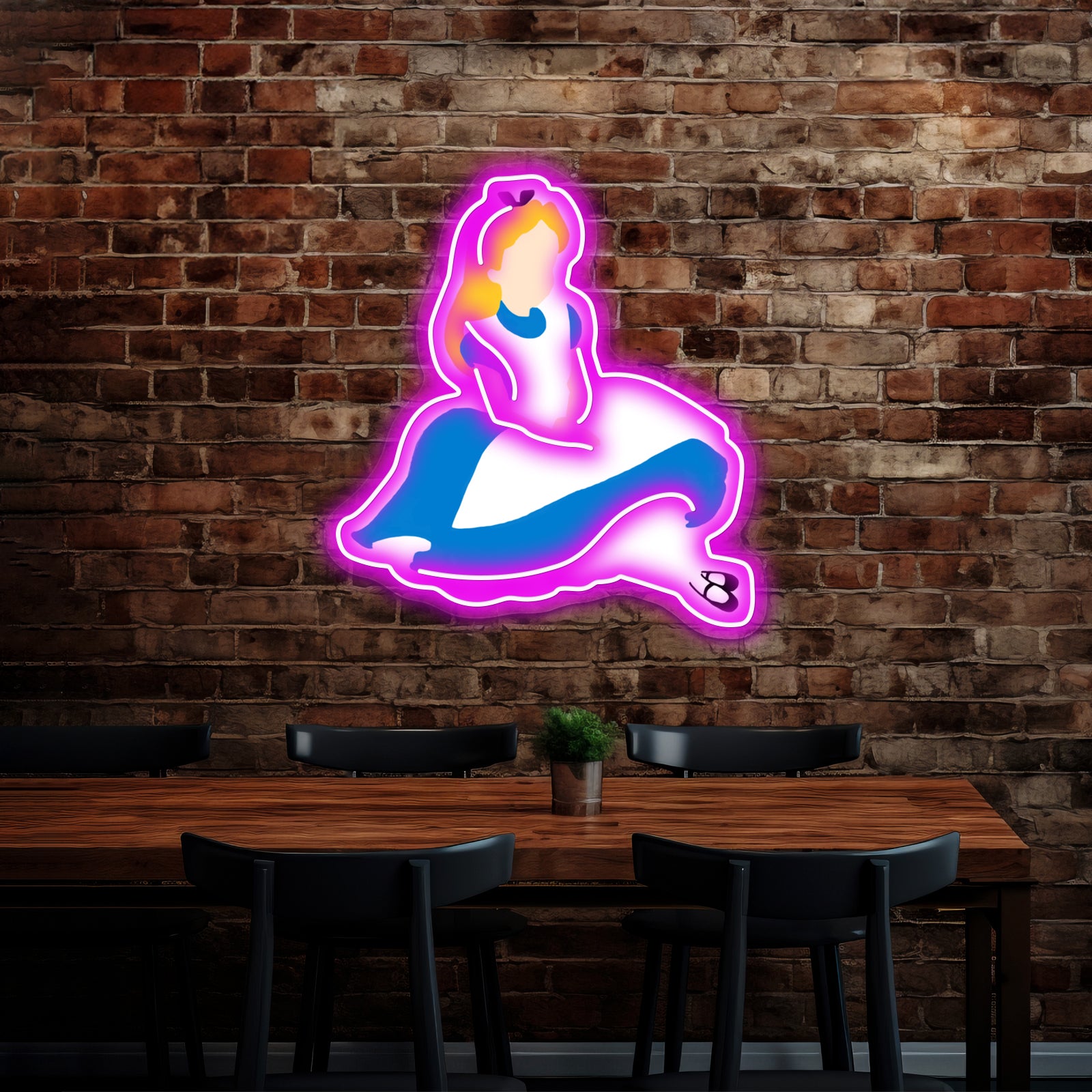 Minimalistic Alice In Wonderland Artwork Neon Wall Signs | Shineneon