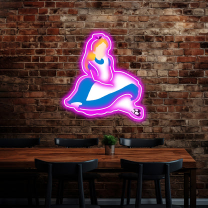 Minimalistic Alice In Wonderland Artwork Neon Wall Signs