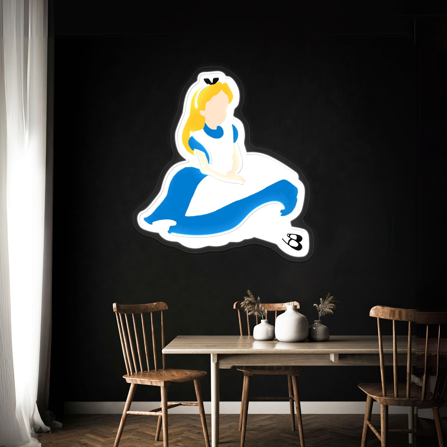 Minimalistic Alice In Wonderland Artwork Neon Wall Signs