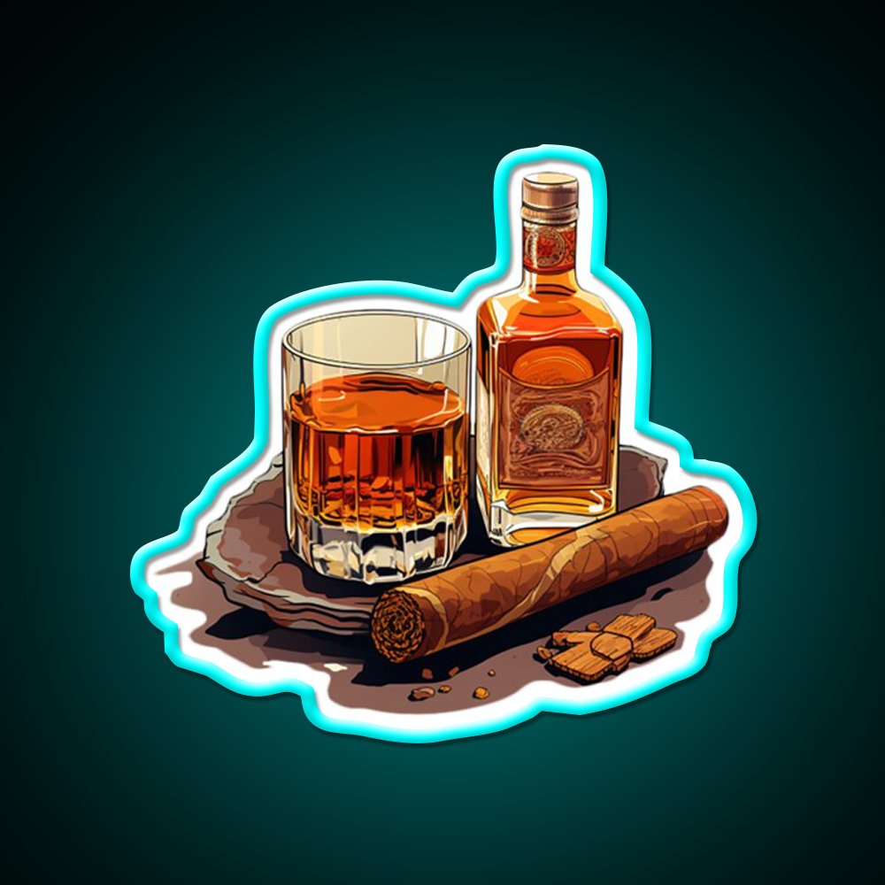 Minimial Whiskey Cigar Whiskey Drink Bar Led Neon Sign Rgb Color