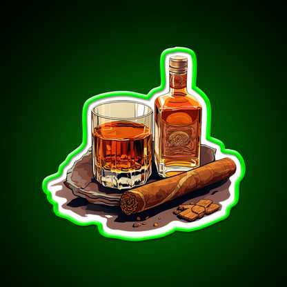 Minimial Whiskey Cigar Whiskey Drink Bar Led Neon Sign Rgb Color