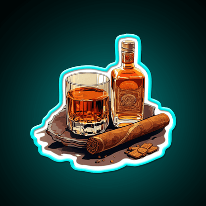 Minimial Whiskey Cigar Whiskey Drink Bar Led Neon Sign Rgb Color - Shineneon