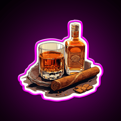 Minimial Whiskey Cigar Whiskey Drink Bar Led Neon Sign Rgb Color - Shineneon
