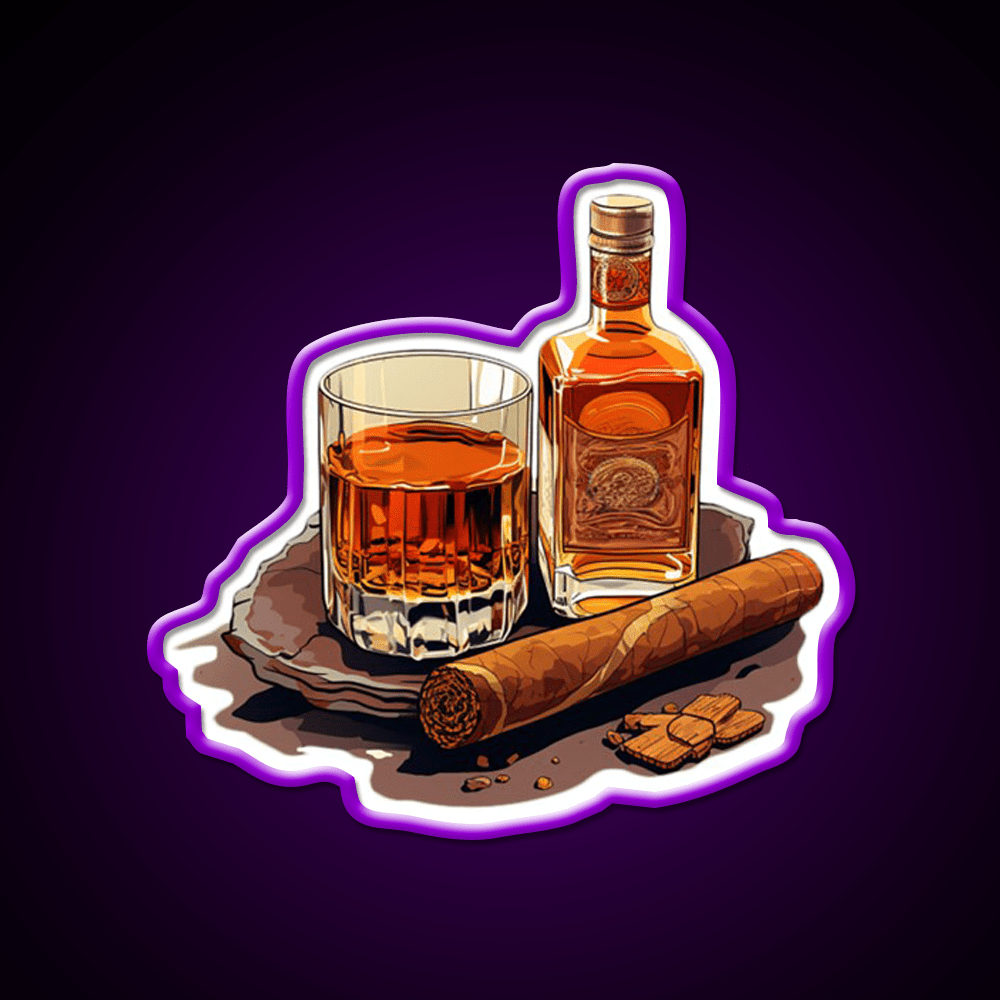 Minimial Whiskey Cigar Whiskey Drink Bar Led Neon Sign Rgb Color - Shineneon