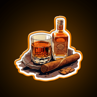 Minimial Whiskey Cigar Whiskey Drink Bar Led Neon Sign Rgb Color - Shineneon