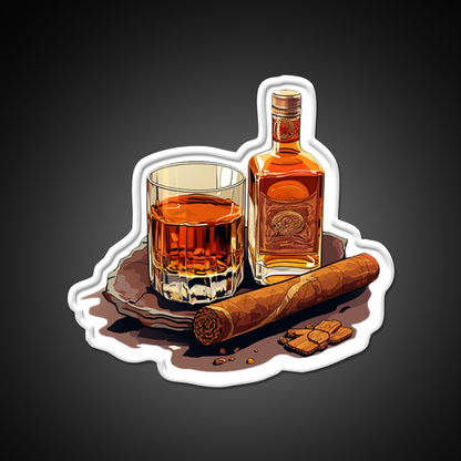 Minimial Whiskey Cigar Whiskey Drink Bar Led Neon Sign Rgb Color