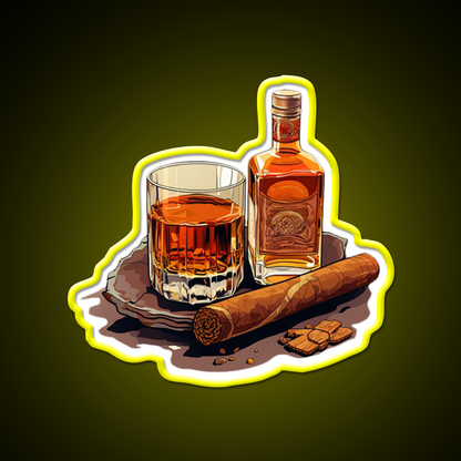 Minimial Whiskey Cigar Whiskey Drink Bar Led Neon Sign Rgb Color