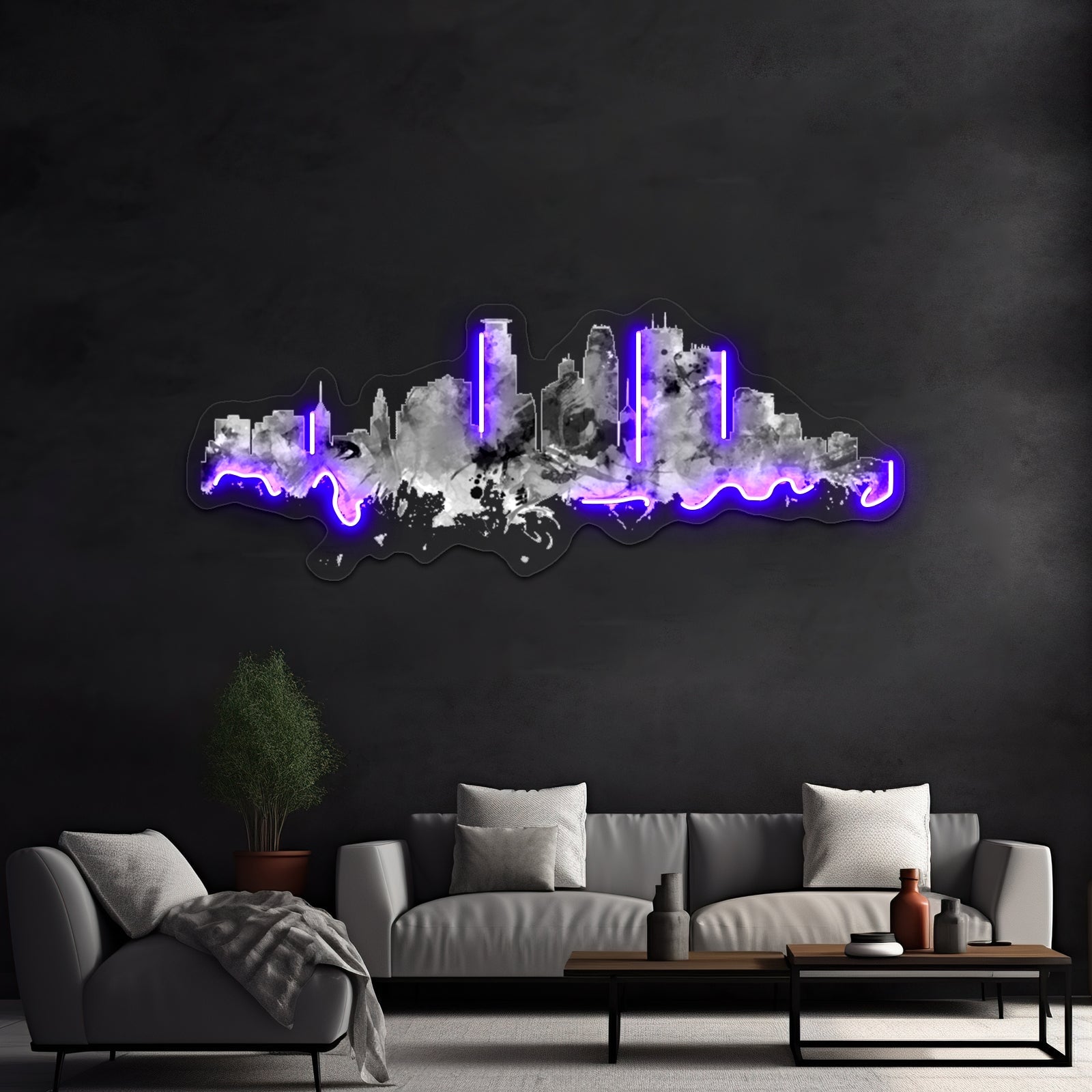 Minneapolis Skyline Artwork Neon Wall Signs - Shineneon