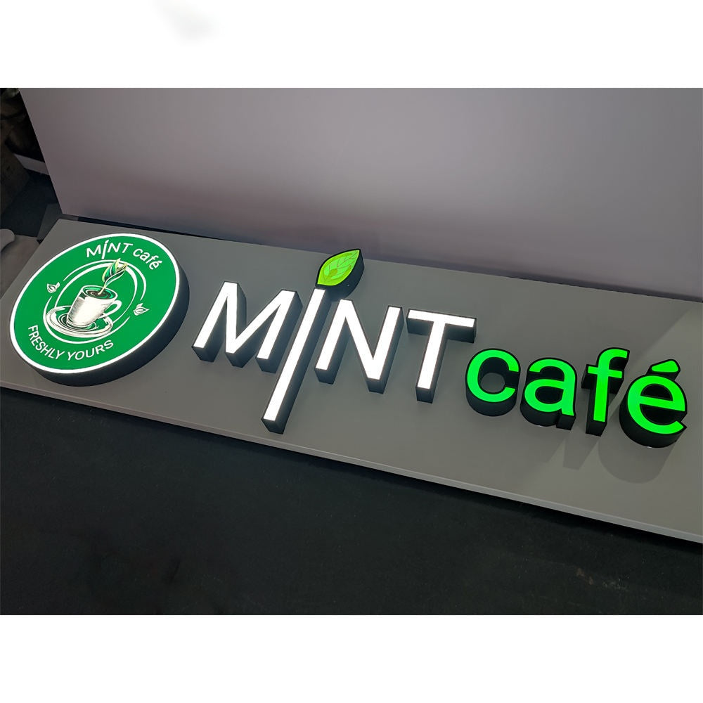 Mint Cafe 3D Frontlit Channel Letters Led Light Sign