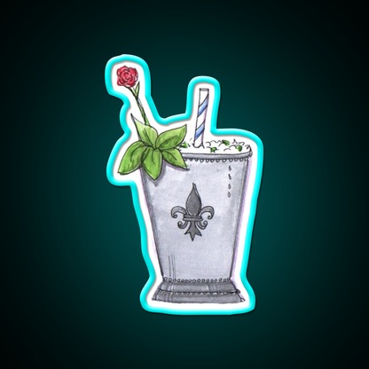 Mint Julep With Rose Cocktail Bar Decor Led Neon Sign Rgb Color - Size and dimension reference