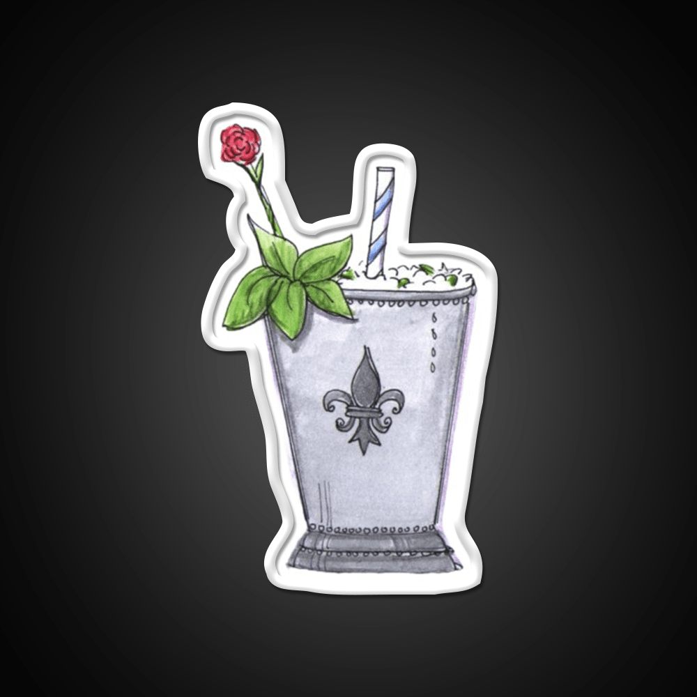 Mint Julep With Rose Cocktail Bar Decor Led Neon Sign Rgb Color - Shineneon