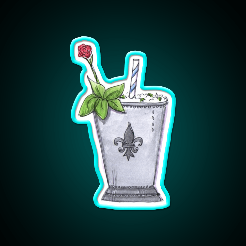 Mint Julep With Rose Cocktail Bar Decor Led Neon Sign Rgb Color - Shineneon
