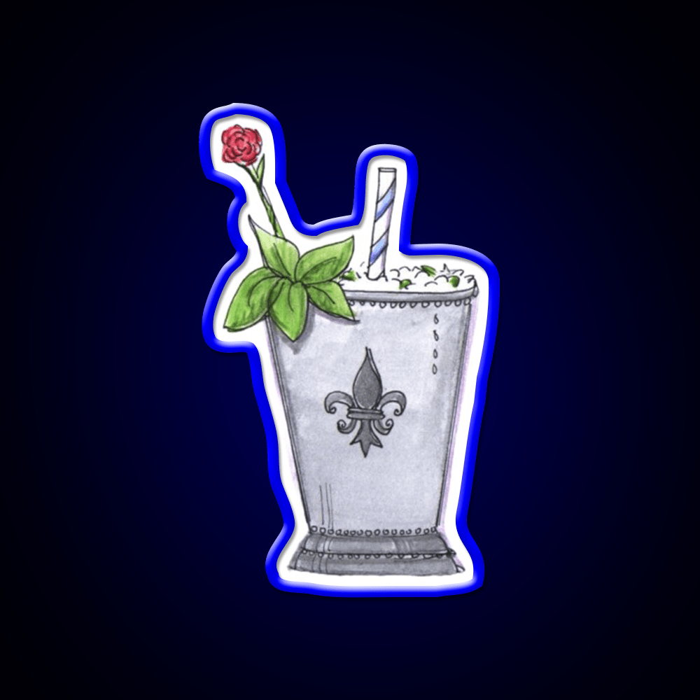 Mint Julep With Rose Cocktail Bar Decor Led Neon Sign Rgb Color - Shineneon