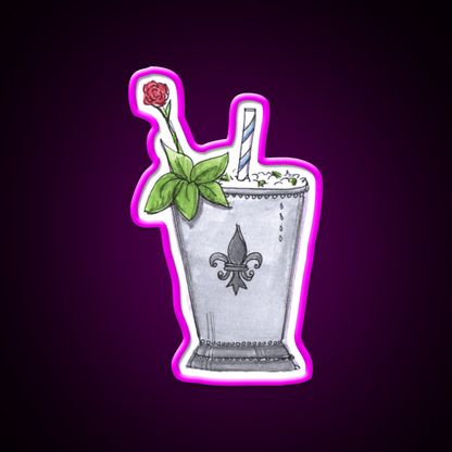 Mint Julep With Rose Cocktail Bar Decor Led Neon Sign Rgb Color - Shineneon