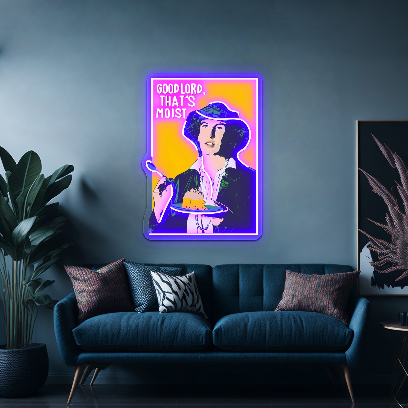 Miranda Hart Moist Pop Art Edition Artwork Neon Wall Signs - Neon sign mounted on wall in room
