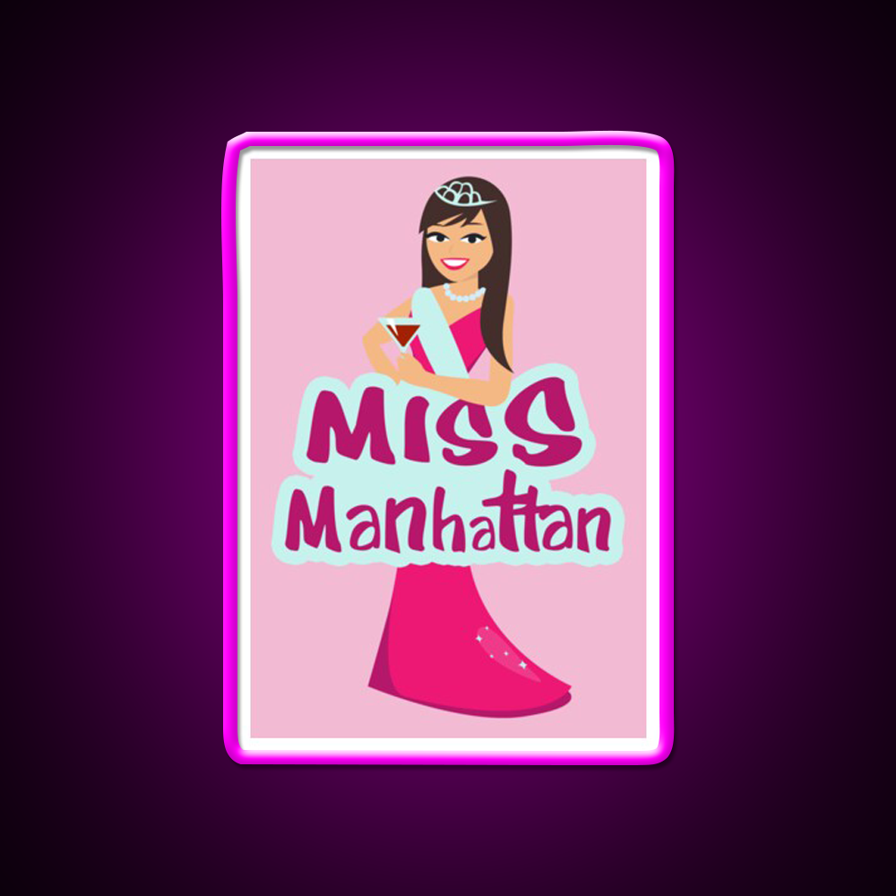 Miss Manhattan Cocktail Bar Decor Led Neon Sign Rgb Color - Neon sign mounted on wall in room