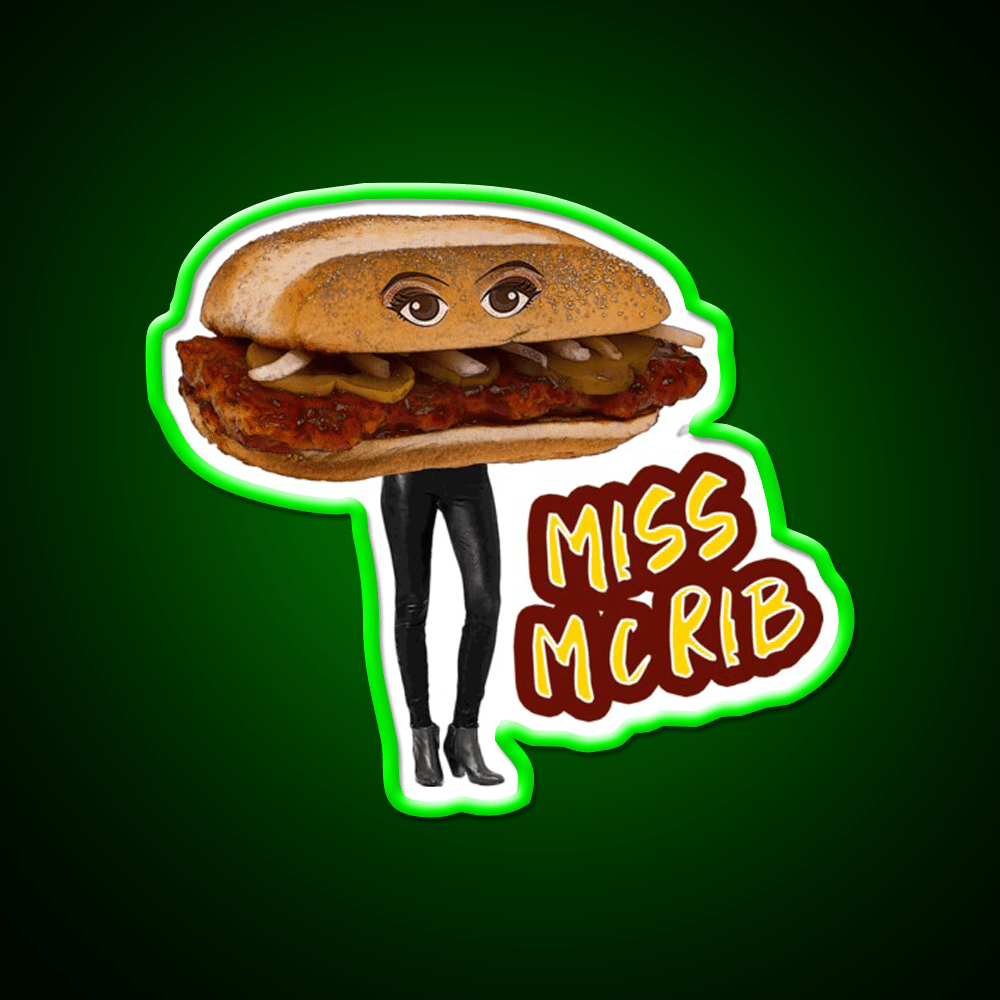 Miss Mcrib Fast Food Led Neon Sign For Burger Place Rgb Color - Shineneon