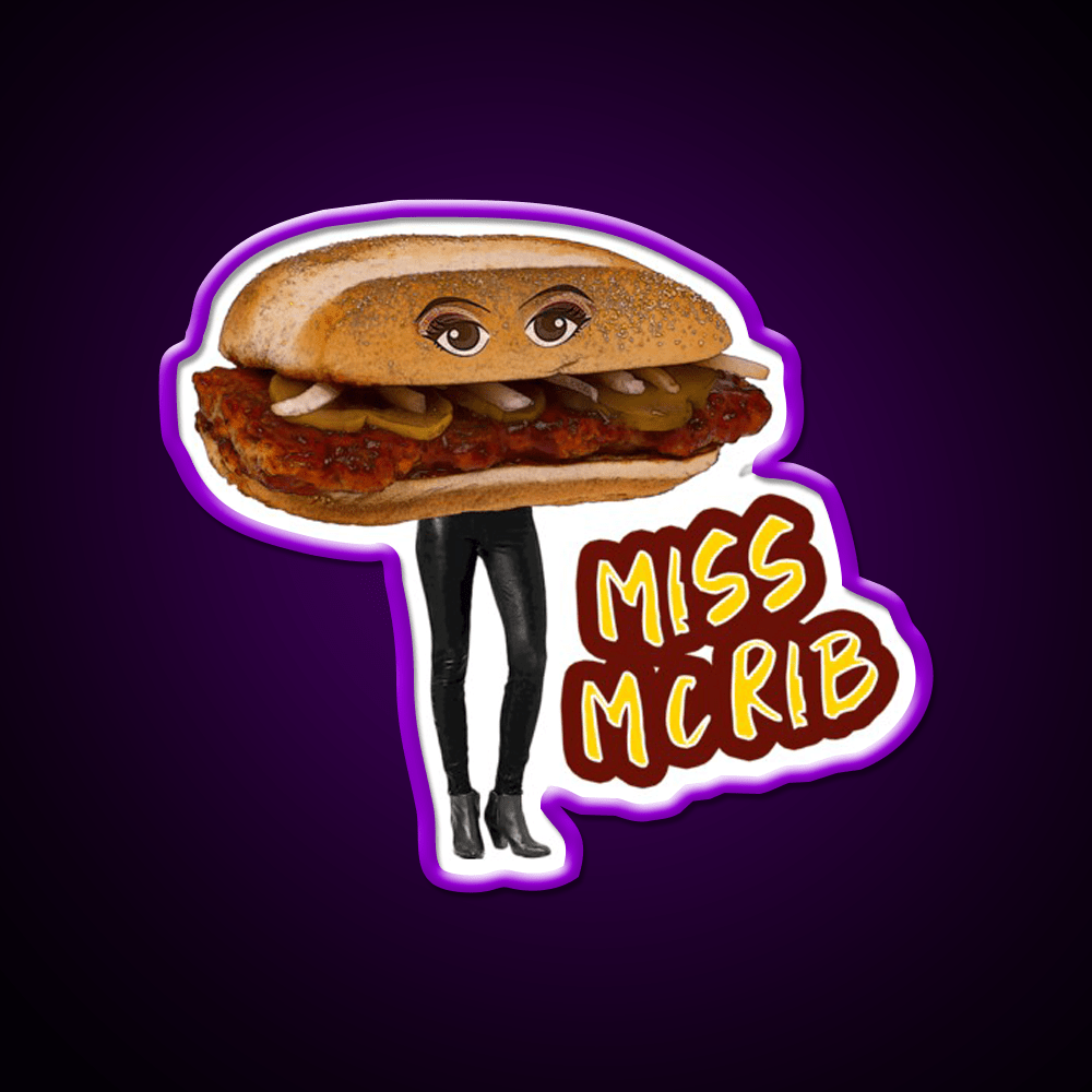 Miss Mcrib Fast Food Led Neon Sign For Burger Place Rgb Color - Shineneon
