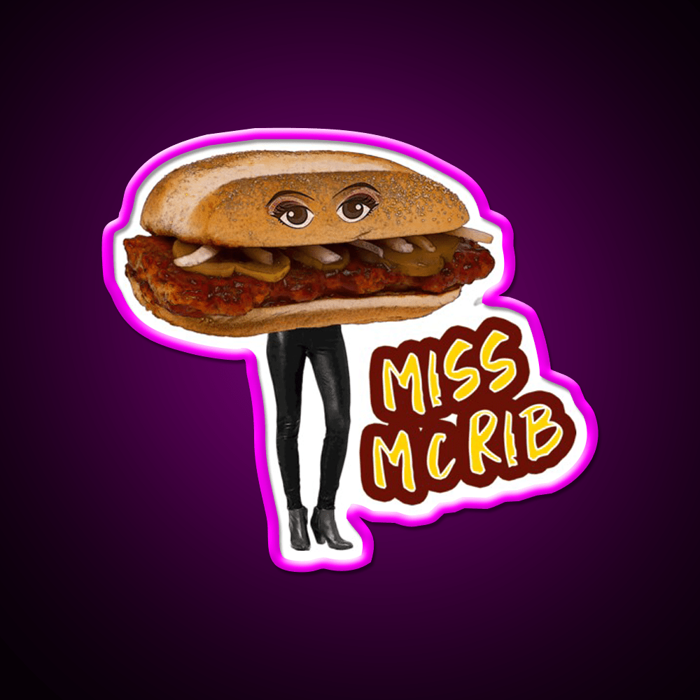 Miss Mcrib Fast Food Led Neon Sign For Burger Place Rgb Color - Shineneon