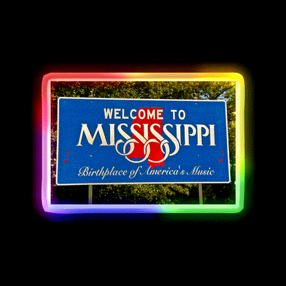 Mississippi Welcome Sign Welcome Led Neon Sign Open Sign Rgb Color - LED neon sign close-up detail