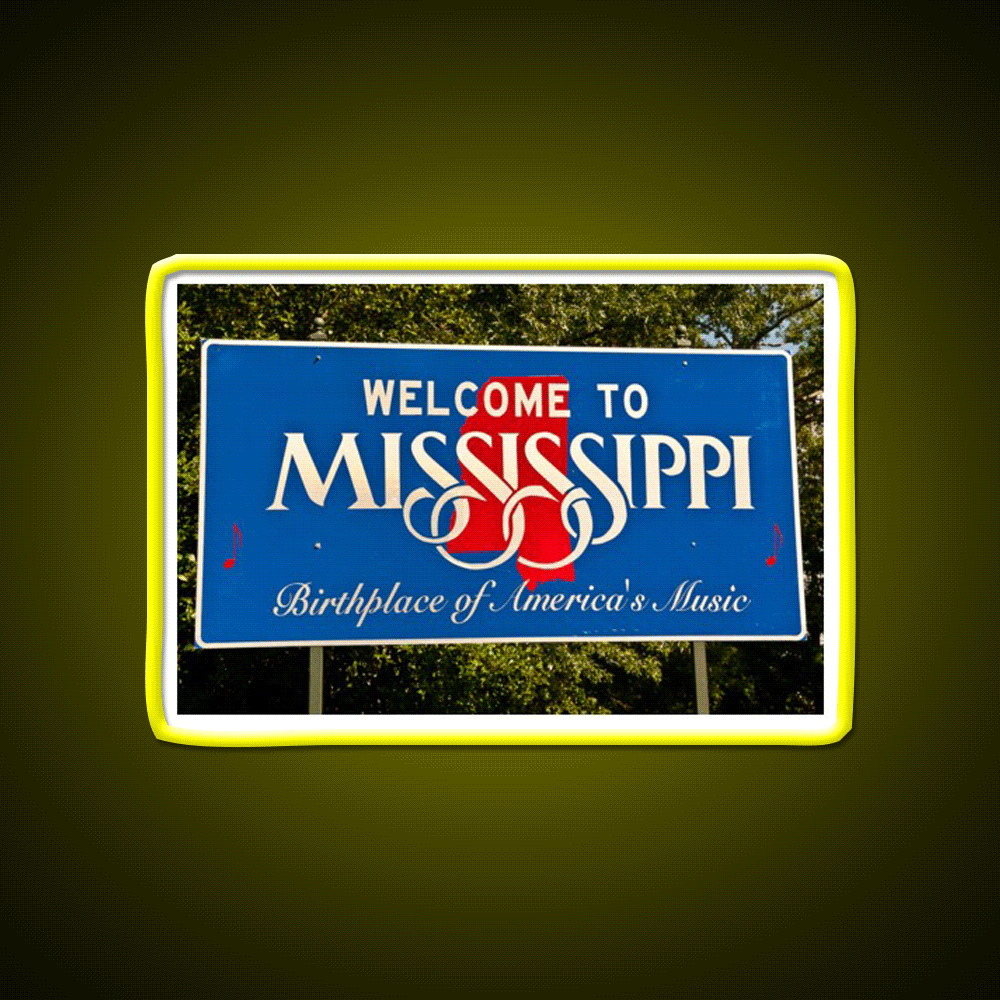 Mississippi Welcome Sign Welcome Led Neon Sign Open Sign Rgb Color - Custom LED neon sign front view