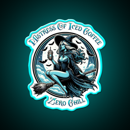 Mistress Of Iced Coffee Zero Chill Cafe Led Neon Sign Espresso Bar Art Rgb Color