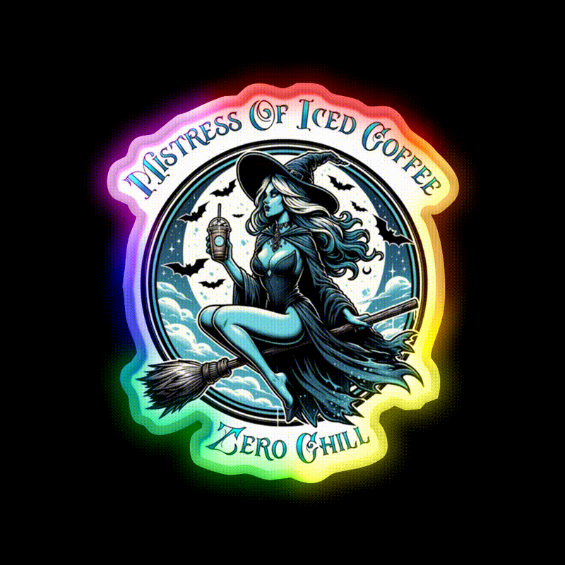 Mistress Of Iced Coffee Zero Chill Cafe Led Neon Sign Espresso Bar Art Rgb Color
