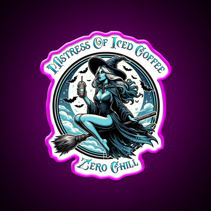 Mistress Of Iced Coffee Zero Chill Cafe Led Neon Sign Espresso Bar Art Rgb Color