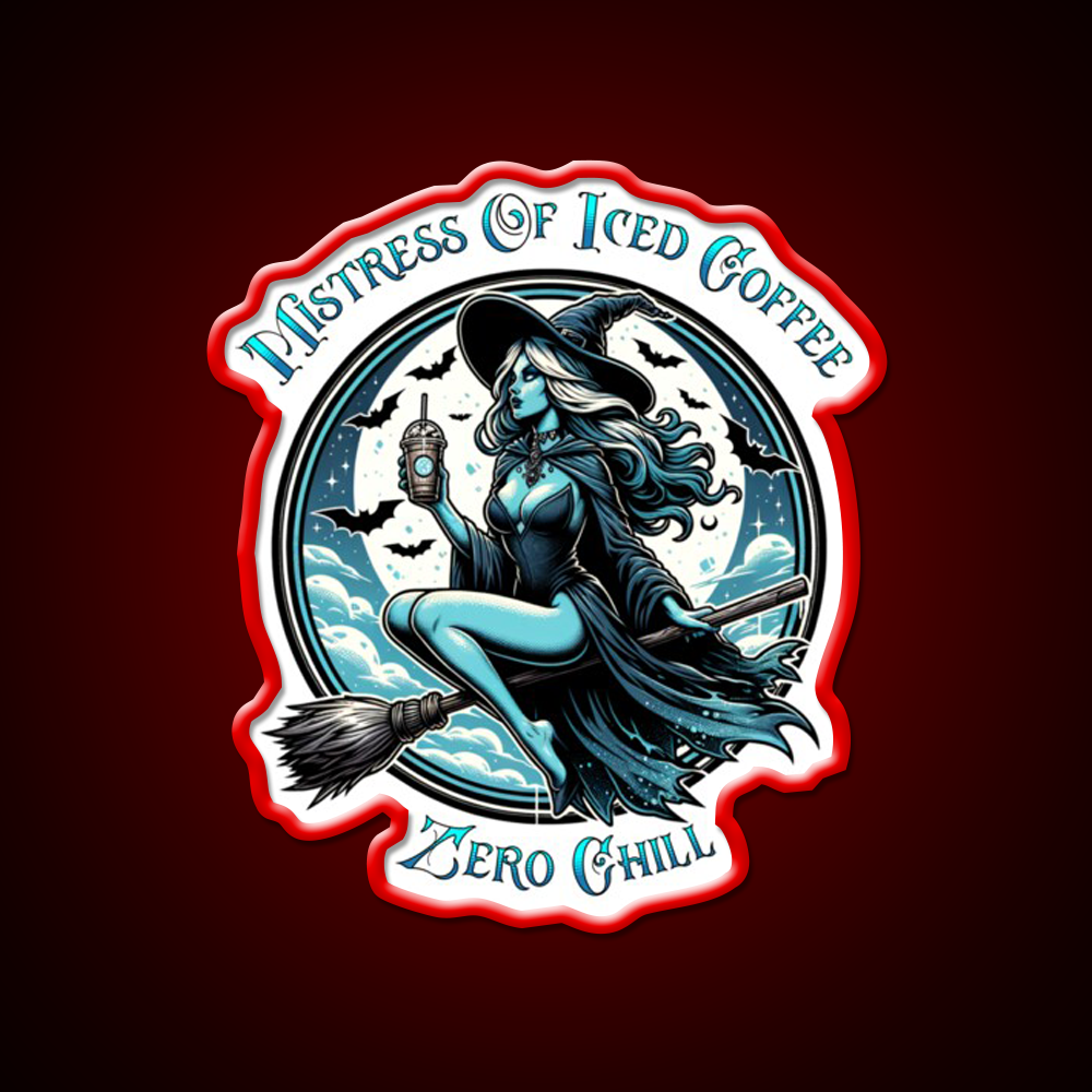 Mistress Of Iced Coffee Zero Chill Cafe Led Neon Sign Espresso Bar Art Rgb Color