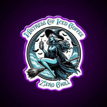 Mistress Of Iced Coffee Zero Chill Cafe Led Neon Sign Espresso Bar Art Rgb Color - Shineneon