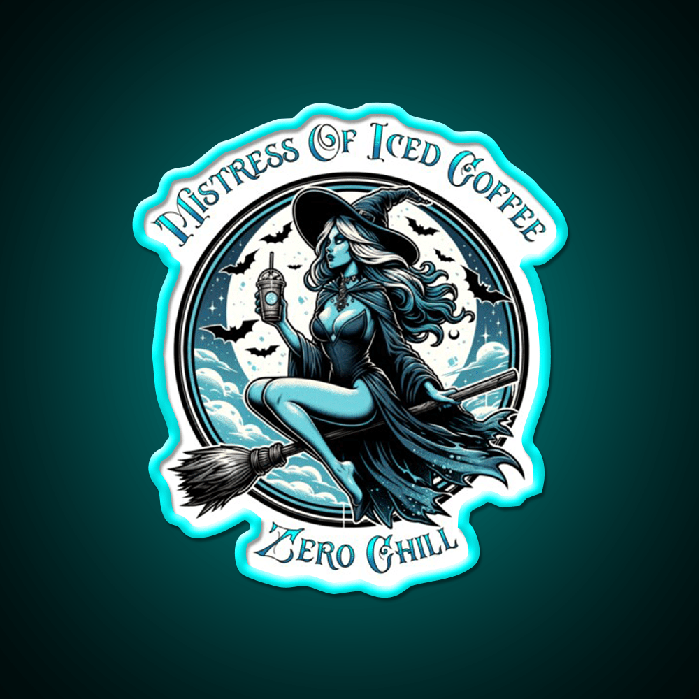 Mistress Of Iced Coffee Zero Chill Cafe Led Neon Sign Espresso Bar Art Rgb Color - Shineneon