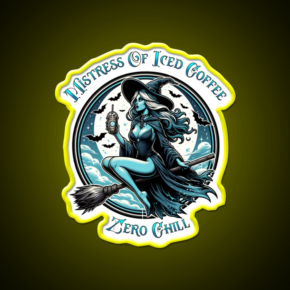 Mistress Of Iced Coffee Zero Chill Cafe Led Neon Sign Espresso Bar Art Rgb Color