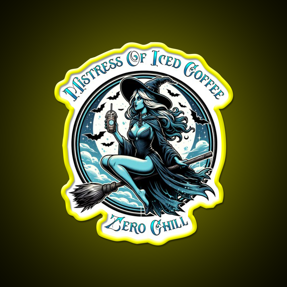 Mistress Of Iced Coffee Zero Chill Cafe Led Neon Sign Espresso Bar Art Rgb Color