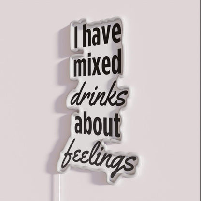 Mixed Drinks About Feelings Rgb Led Neon Sign - Neon sign mounted on wall in room