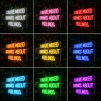 Mixed Drinks About Feelings Wall Home Bar LED Neon Sign color grid